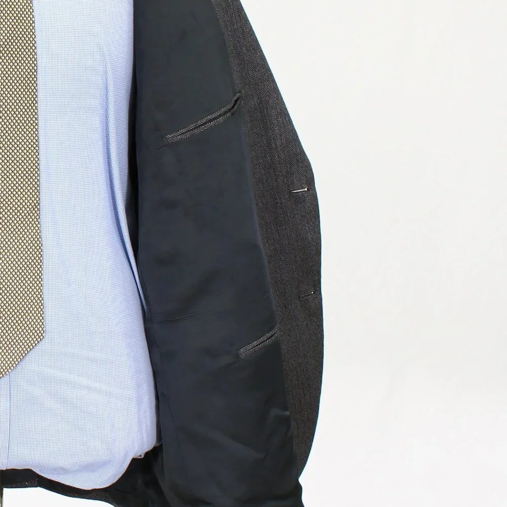 Joseph & Feiss 48R Gray Check 2-Button Sport Coat Blazer Jacket O202
